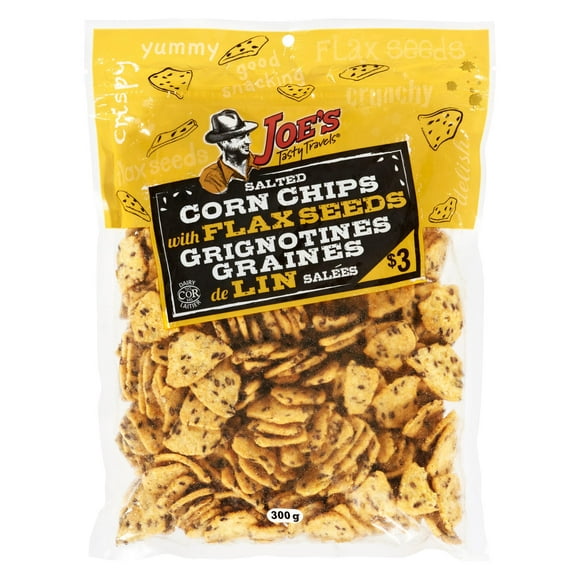 Joe's Tasty Travels Salted Corn Chips with Flax Seeds, 300g