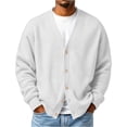 thumbnail image 3 of GSPCLAM Mens Cardigan Sweaters Button Down Waffle Relaxed Sweater Winter Solid Color Long Sleeve Casual Sweater White M, 3 of 4