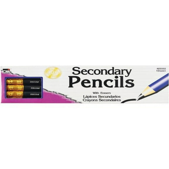 CLI Secondary Pencils with Eraser Black Lead - Blue Barrel - 144 / Box