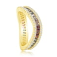 thumbnail image 2 of Daily Delight TheJewelryHut Designer Sterling Silver Rainbow Baguette CZ with Clear CZ Border Wavy Ring - Gold Plated, 2 of 2