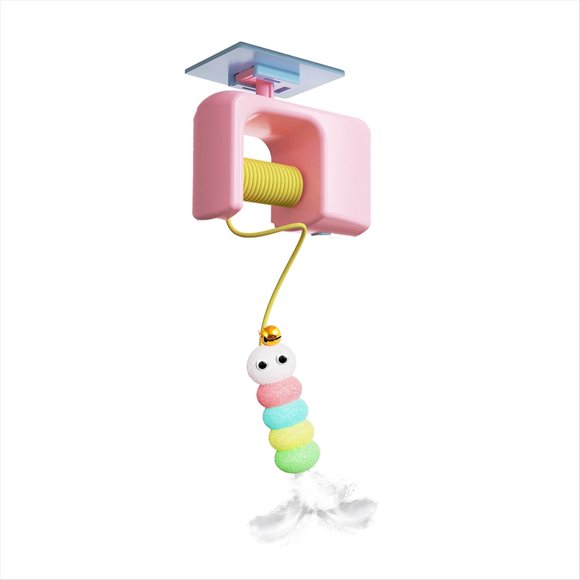 Juguetes interactivos para gatos de interior, juguete relajante y divertido, juguete eléctrico inteligente para puerta colgante, color rosa.