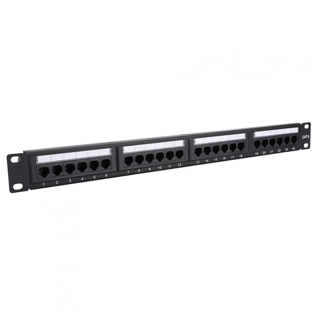 Panel De Conexión De Datos Montable De 24 Puertos Para Rack De Cables CAT6 Alto