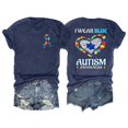 thumbnail image 4 of Women's Short Sleeve T-shirt Awareness Shirt For Women I Wear Blue Tshirt Mom T Shirt Puzzle Piece Short Sleeve Tops,Gray Women's Short sleeve T-shirt L, 4 of 4