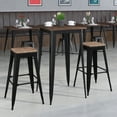 thumbnail image 2 of Flash Furniture 23.5" Square Black Metal Bar Table Set with Wood Top and 2 Backless Stools, 2 of 3