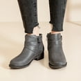 thumbnail image 5 of Women's Ankle Boots - Classic Side Zip, Cover with Buckle Strap, Comfortable Platform, Round Toe, Low Chunky Heel Comfort Slip On Fashion Grey Boots., 5 of 6