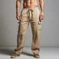 thumbnail image 2 of Sweat Pants For Men, Casual Waterproof Pants Drawstring Jeans Men Pantalones Casual Cargo Pants Men's Lined Work Pants Army Hunting Pants Pantalones Para 4Xl Beige, 2 of 6