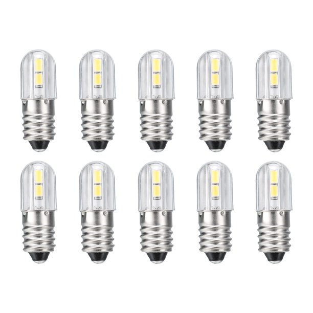 Uxcell 120V/0.0083A Bombillas mini E10, 10Pcs Bombillas de tornillo en miniatura Luz blanca