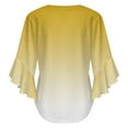 thumbnail image 6 of Aesthetic Honey Yellow And White Gradient Women's V-Neck Blouse With 3/4 Ruffled Bell Sleeves Casual Top Ladies Blouses, 6 of 7