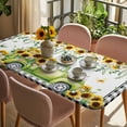 thumbnail image 3 of Sunflowers Table Cloths for 3 Foot Rectangle Tables, Spring Farmhouse Country Truck Floral Black Plaid Patio Waterproof Elastic Fitted Tablecloths, Washable Rectangular Table Cover for Camping, 3 of 8