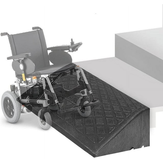 Rubber Threshold Ramp Non-Slip Driveway Curb Ramp, 1" - 7.5" Rise Kerb Ramp, Heavy Duty Wheelchair Ramp, Portable Loading Ramp for Car, Scooter, Bike (Color : Black, Size : 50x37x15cm)