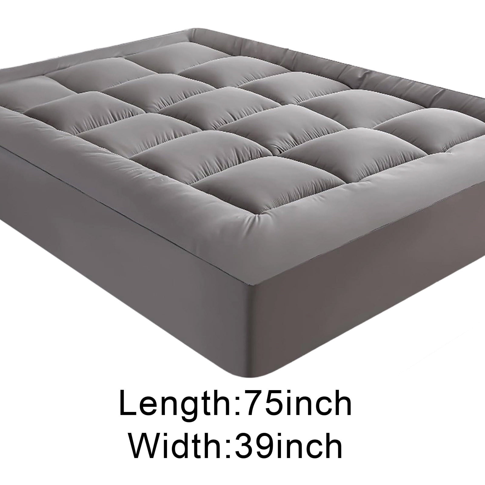 Premium Plush Soft Mattress Topper with Quilted Design, 75*39in Extra Thick Breathable Filling, Anti-Slip Bottom Mattress Pad, Cozy Bed Cover for Master Bedroom & Guest Room Bedding