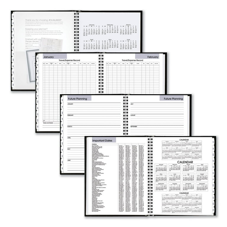 DayMinder Hard-Cover Monthly Planner with Memo Section, 8.5 x 7, Black Cover, 12-Month (Jan to Dec): 2024