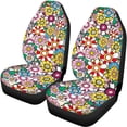 thumbnail image 5 of FOR U DESIGNS Colorful Daisy Pattern Car Seat Cover Wear-Resistan Car Seat Protectors Stretch Split Bench Compatible Car Interior Covers Universal Fit for Vehicles Trucks and SUVs, 5 of 7