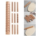 thumbnail image 4 of HEVIRGO Rolling Pin Food Grade Sturdy Construction Wood Multifunctional Labor-saving Embossed Pastry Roller for Home Clear Wood, 4 of 8