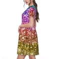 thumbnail image 2 of Easygdp Glitter Rainbow para Vestido Transpirable de Mujer, Vestido Suelto de Manga Corta con Pliegues y Bolsillos para el Verano, 2 of 6