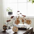 thumbnail image 3 of 4"W, 8"H Multi Colored Metal Bike Sculpture with Wood Wheels, by DecMode (2 Count), 3 of 11