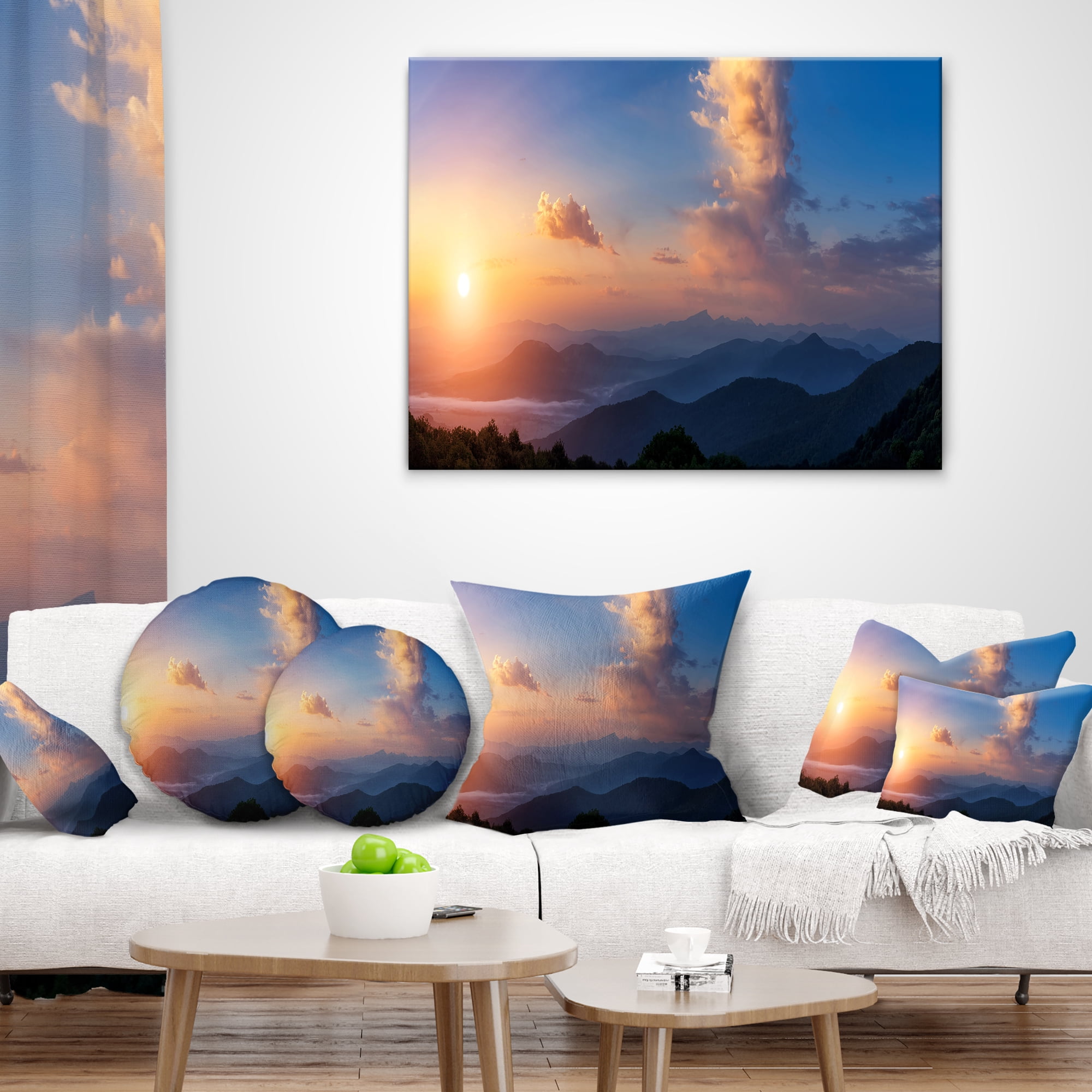 Designart Dark Cloudy Sky Above Mountains - Landscape Photography Throw Pillow - 18x18