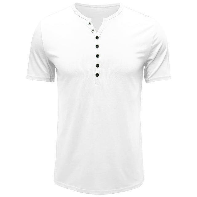 Shirts for Men, Mens Slim Fitting Short Sleeved Round Neck Top Short Sleeve Round-Neck Blouses