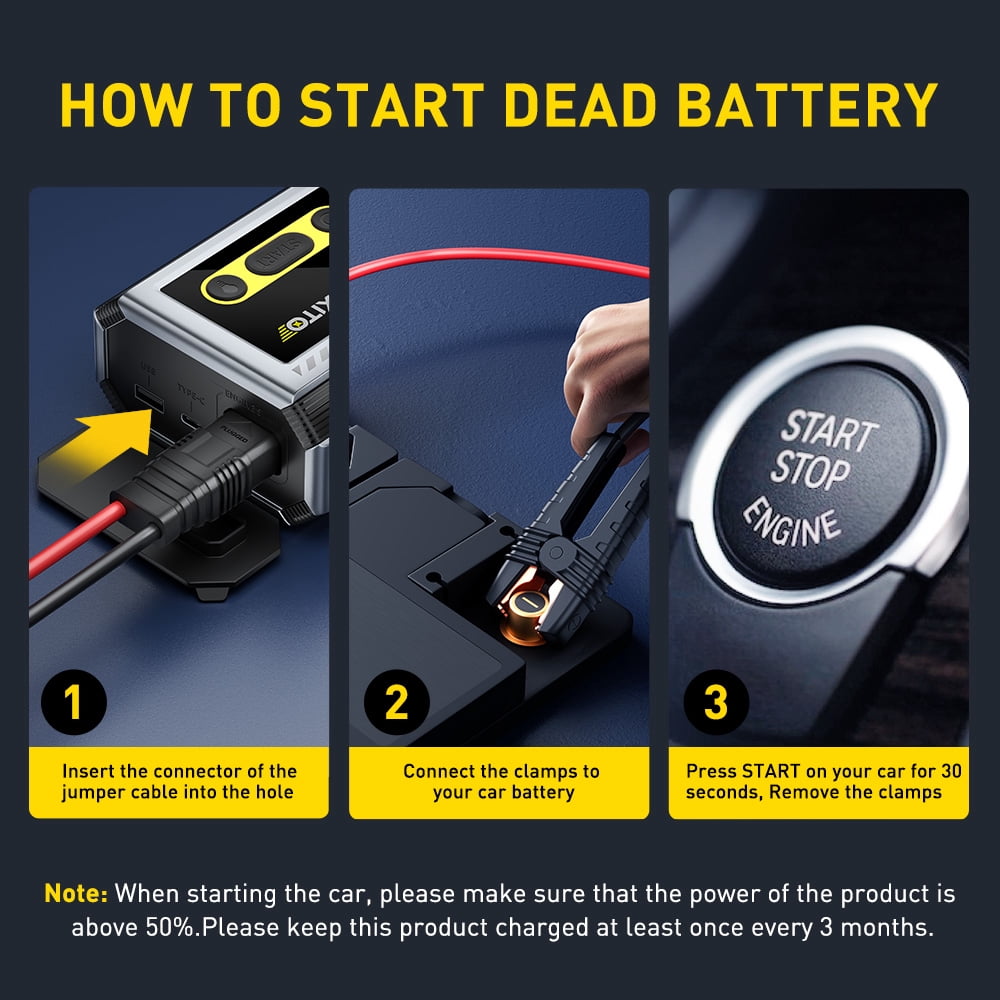 AUXITO Portable Jump Starter 10000A,24000mAh 12V Battery Jump Box with Quick Charge Out(All Gas,up to 12.0L Diesel Engine),with 3-Mode Flashlight
