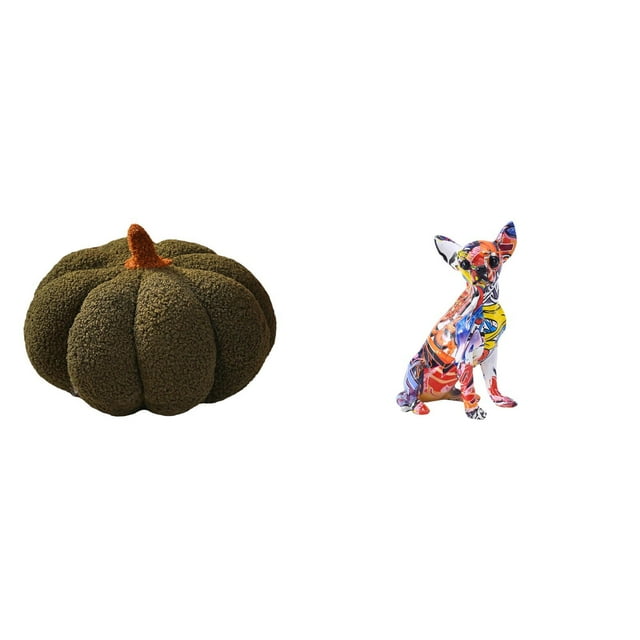 Cojines de calabaza de Halloween, manta de felpa para sofá, figura decorativa de perro, estatua coleccionable, decoración artesanal con estilo