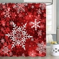 thumbnail image 1 of Ensemble de Rideaux de Douche Flocon de Neige de Noël, Rideaux de Douche de Noël pour Salle de Bain, Rideau de Douche Rouge d'Hiver Décoratif de Noël, 72x84 Po, 1 of 5