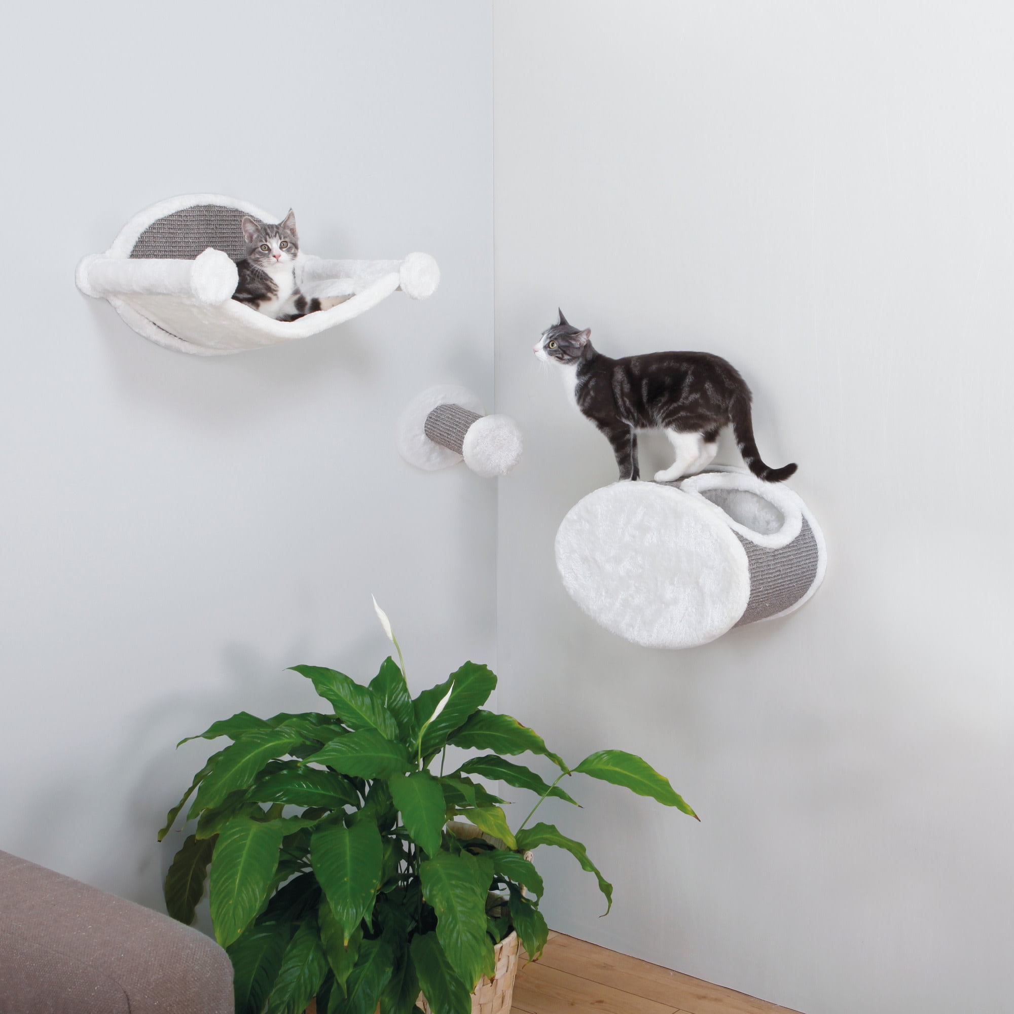 TRIXIE Liam Multi-Level Wall Mounted Cat Perch-Lounge Set, Gray