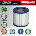 thumbnail image 4 of Shop-Vac Ash Vacuum HEPA Cartridge Filter, Type NN, Model 9032933, 4 of 7