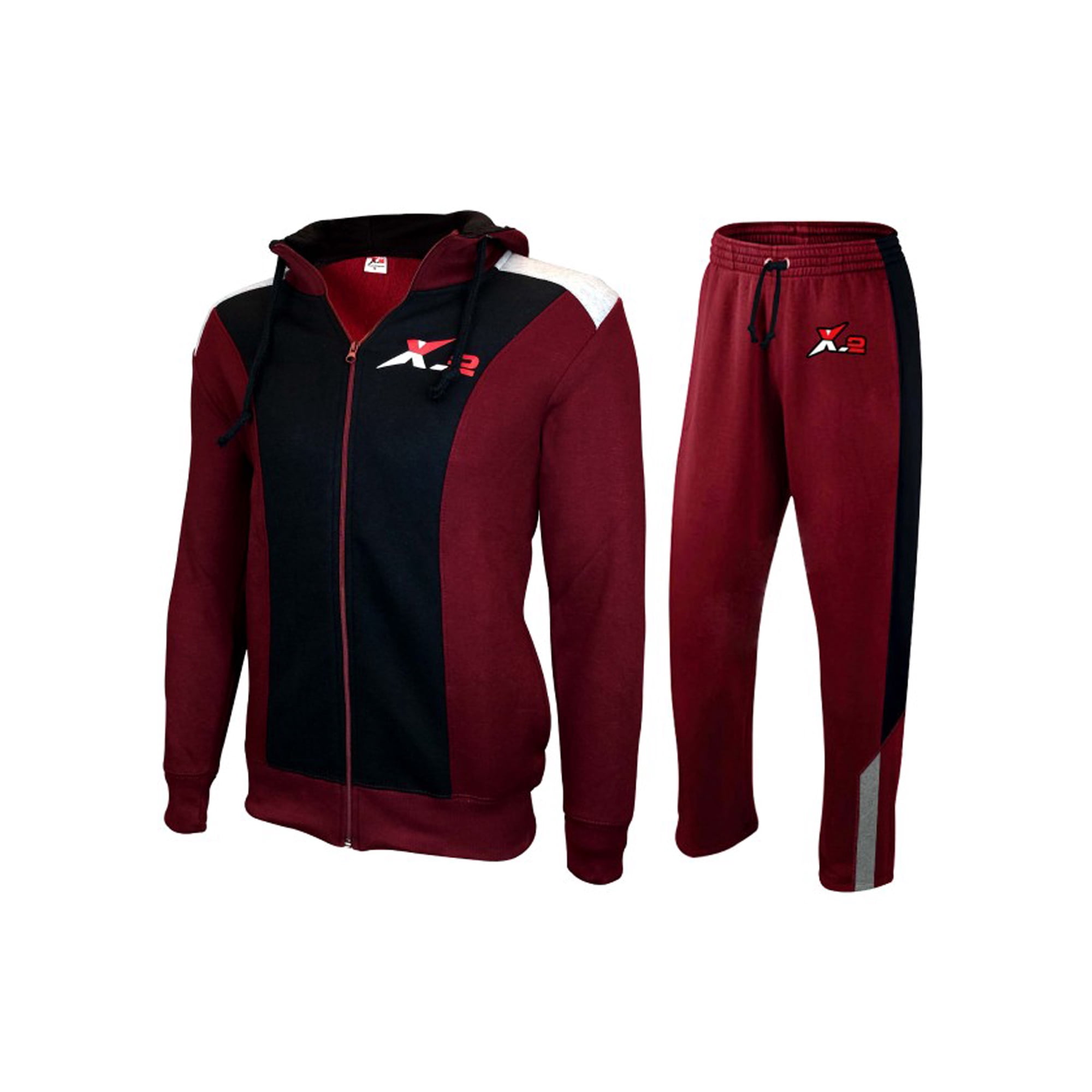 X 2 Survetement en Molleton Zippe Complet Jogging Sweat a Capuche Noir Marron Actif M Walmart