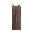 thumbnail image 4 of Women's Open Back Spaghetti Strap Beach Maxi Dress Loose Flowy Vacation Sundress Khaki XL, 4 of 7