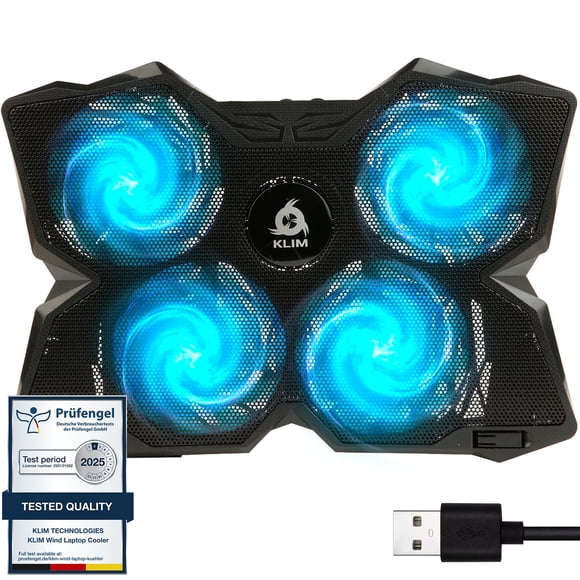Base de refrigeración para portátil KLIM Wind con 4 ventiladores y USB de 1200 RPM