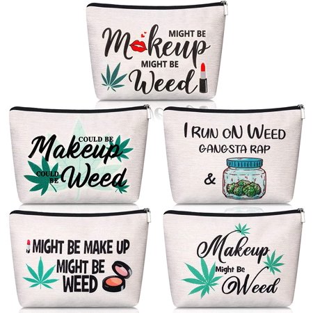 6 Pieces Funny Weed Leaf Cosmetic Bag Might Be Makeup Bag Multipurpose Makeup Case With Zipper Canvas Bag Travel Toiletry Pouch For Women Friend Walmart Canada