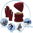 thumbnail image 4 of 3Pcs/Set Unisex Winter Beanie Hat Scarf Gloves Set Warm Fleece Lining Knit Hat Gloves Neck Scarf Set, 4 of 8