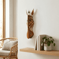 thumbnail image 6 of Wooden Tribal Giraffe Mask Brown White Hand Carved Wall Plaque Hanging Home Decor Accent Unique Sculpture Decoration Handmade Handcrafted Decorative Size: 20" Tall x 6" Wide x 2.5" Deep, 6 of 6