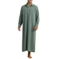 thumbnail image 4 of INSPIRE CHIC Nightshirt for Men's Long Sleeves Collared Neck Full Length Sleep Shirt Nightwear S Gray Green, 4 of 6