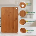 thumbnail image 2 of Bamboo Cutting Boards for Kitchen Set of 3, Wooden Cutting Board Non Toxic with Side Handle, Wood Chopping Board with Deep Juice Groove, Knife-Friendly, Kitchen Gift (Dark Color), 2 of 3