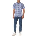 thumbnail image 2 of Unique Bargains Big & Tall Men's Shirts Short Sleeve Button Down Plaid Check Dress Shirts, 2 of 6