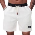 thumbnail image 2 of Mens Shorts Jacquard Casual Cable Knit Drawstring Elastic Waist Summer Beach Lounge SweatShorts Texture Short Pants with Wide Contrast Waistban Gray XL, 2 of 6