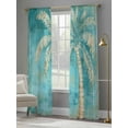 thumbnail image 4 of Retro Coconut Tree Sheer Curtains 84 Inch Long 2 Panels, Tropical Plant Hand-painted Oil Painting Light Filtering Rod Pocket Semi Sheer Curtains, Sheer Voile Drapes for Living Room Bedroom, 52"x84", 4 of 5