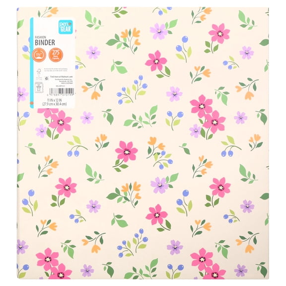 Pen+Gear Fashion 1.5" Round-Ring Binder, Multicolor Flowers