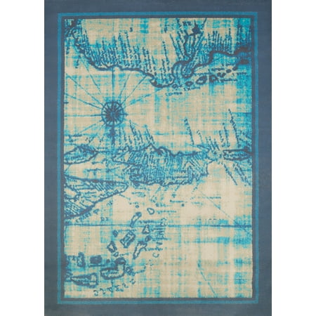Nautical Area Rugs United Weavers Panama Jack Island Breeze Explorer Nautical Aqua Woven Polypropylene Area Rug ()