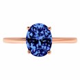 thumbnail image 7 of Solitaire Engagement Ring for Women - 2ct Simulated Tanzanite in 14K Rose Gold Promise Ring, 7 of 7