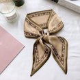 thumbnail image 3 of UJNDER Womens Elegant French Style Cashew Floral Satin Silk-like Scarf with Band Tie for Versatile Styling and Hair Decoration Neck Scarf for Women,04_Coffee,One Size, 3 of 3