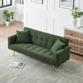 thumbnail image 3 of Aukfa Teddy Fleece Futon Sofa Bed for Home Office, 2 Pillows, Tufted Futon, Green, 3 of 11