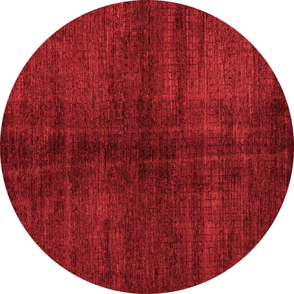 Ahgly Company Machine Washable Indoor Round Abstract Red Modern Area Rugs, 3' Round