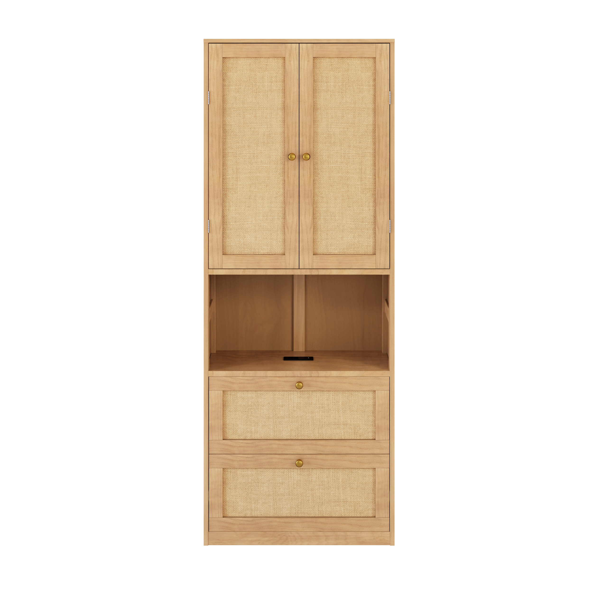 Euroco Modern 2 Door Armoires, Wood Wardrobe with Drawers, Cabinet and Shelves, White
