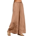 thumbnail image 2 of Delayuji Women's Linen Pant Embroidered Summer Loose Elastic Waist Casual Baggy Pants Wide Leg Pants Plus Size M-4XL, 2 of 6