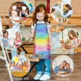 thumbnail image 6 of Colorful Watercolor Stripe Pattern Kids Aprons for Girls and Boys,Adjustable Neck Strap Toddler Aprons for Kids Cooking Baking, 6 of 6