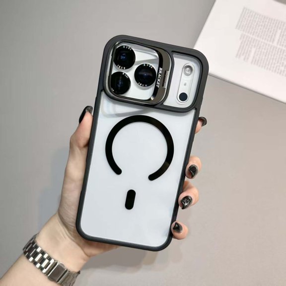Magnetic Case for iPhone Air [Compatible with MagSafe] With Buil-in Camera Ring Kickstand, Clear Cover Drop Shockproof Protective Ultra Slim Phone Case Cover With Lens Flim,Black