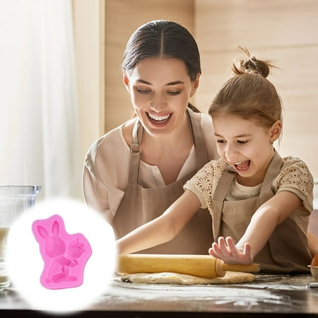 

KEVCHE Easter Bunny Ailicone Mold DIY Chocolate Cake Baking Tool Glue Dropping Mold - Pink