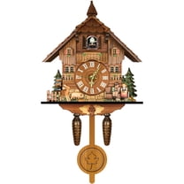 Antique Wooden Cuckoo Clock, 9.84 * 3.94 * 19.69inch Traditional Black Forest Clock Wall Clocks with Auto Swing Pendulum for Living Room Decor